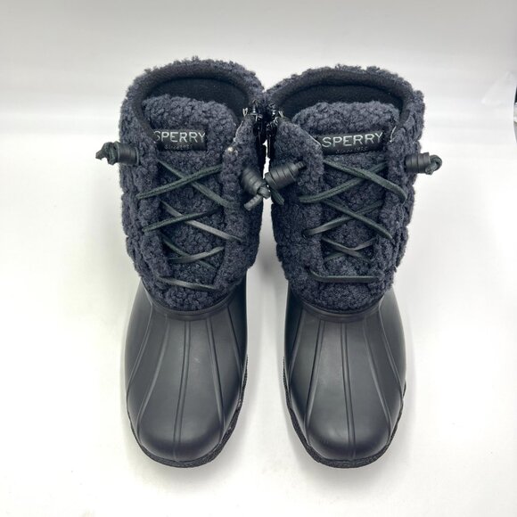Sperry Womens Size 6 Saltwater Sherpa Black Blue Duck Boots Shoes STS87769‎ - Picture 3 of 12